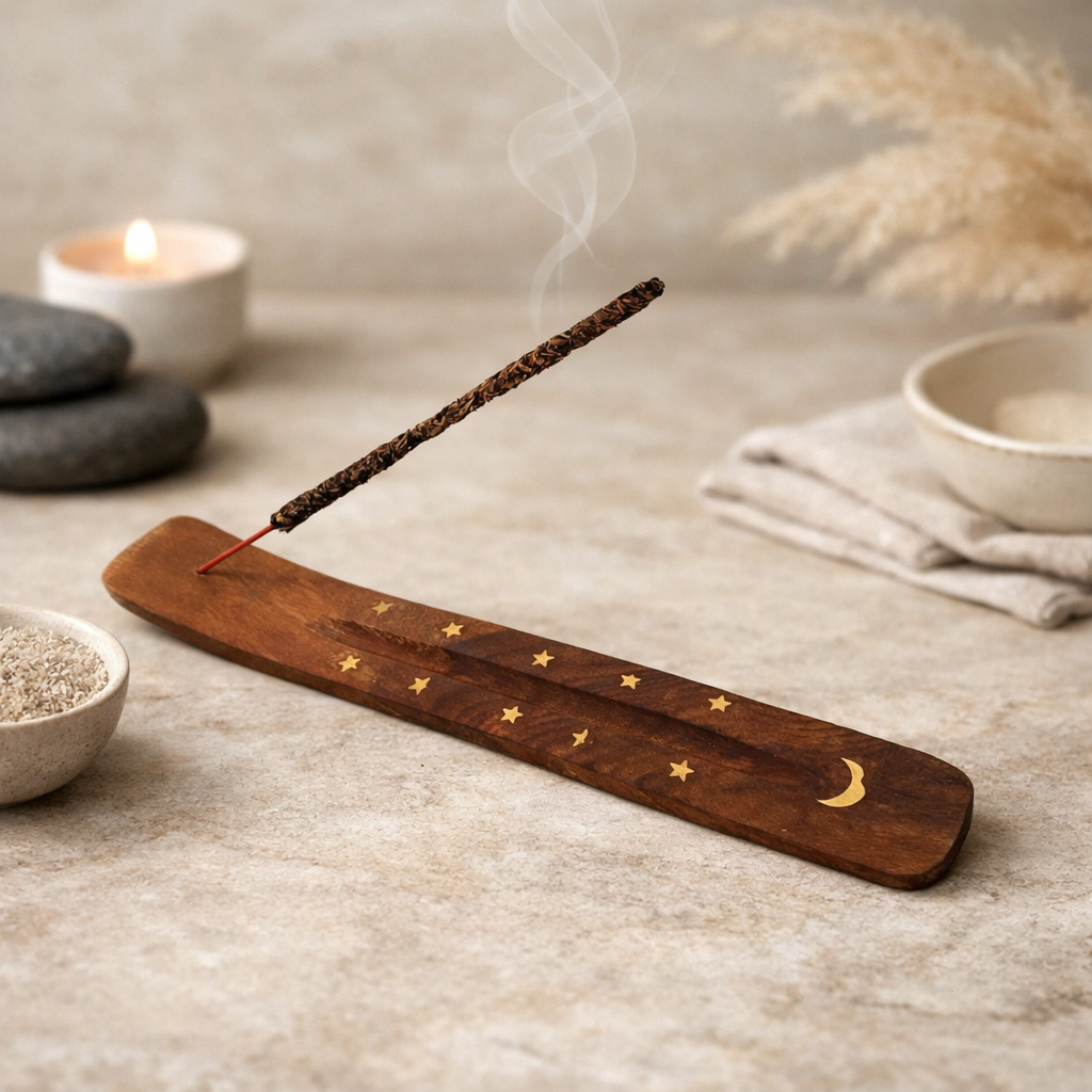 Incensario de Madera Tabla Decorada